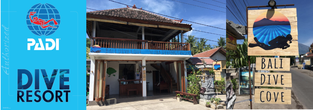 The Dive shop, Padi dive resort and the Dive shop sign