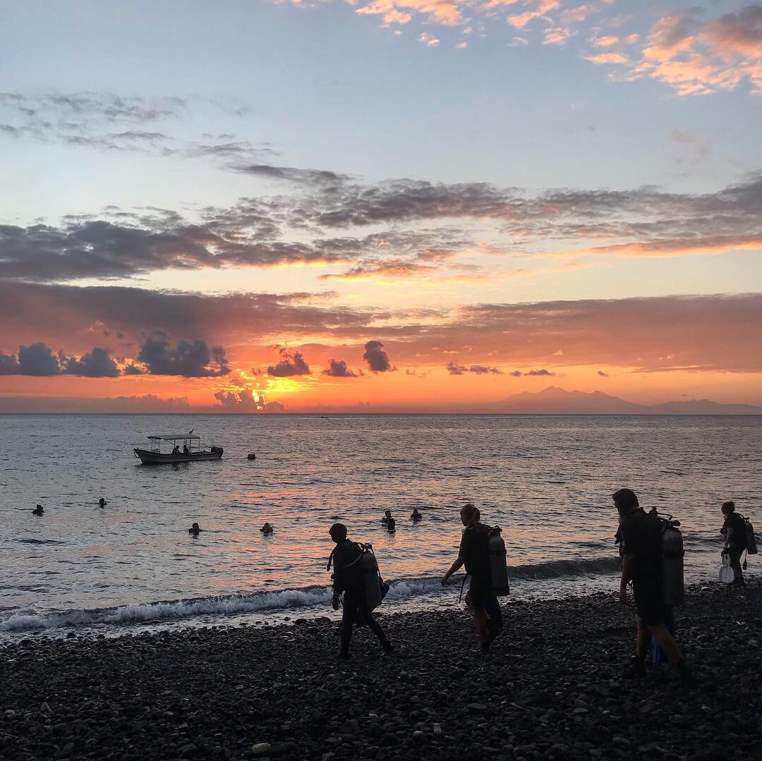 Beautiful Sunrise in tulamben before diving the USAT Liberty