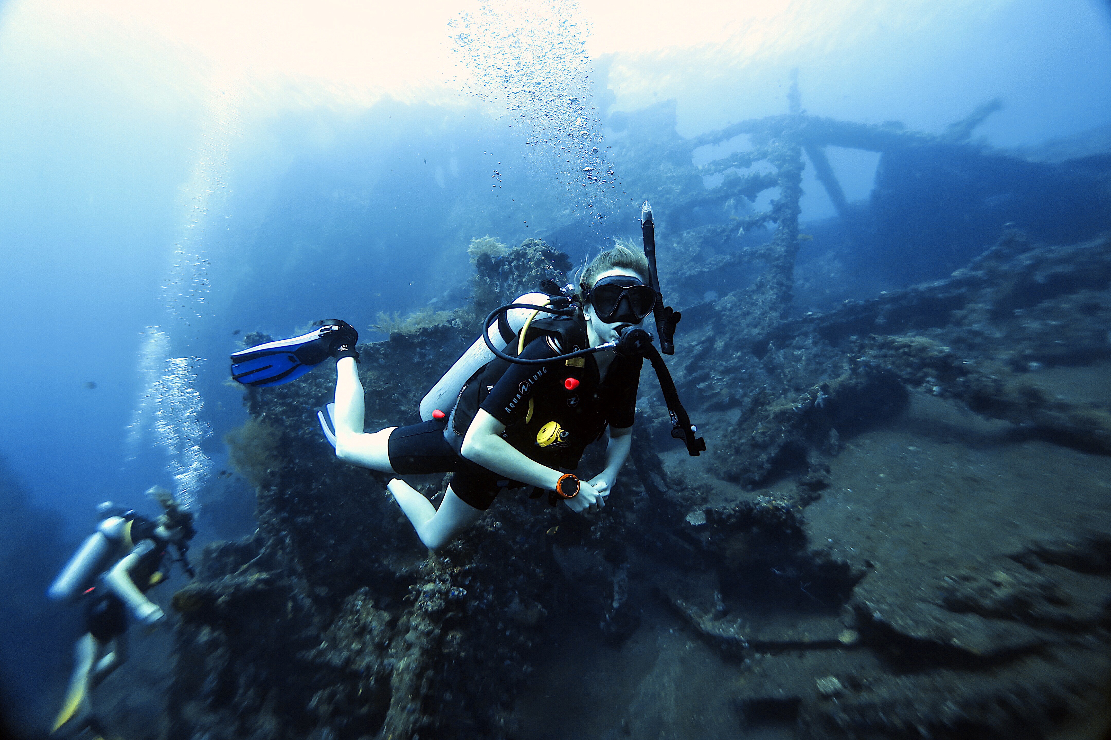 Scuba Diving on the USAT Liberty shipwreck in Tulamben, Bali