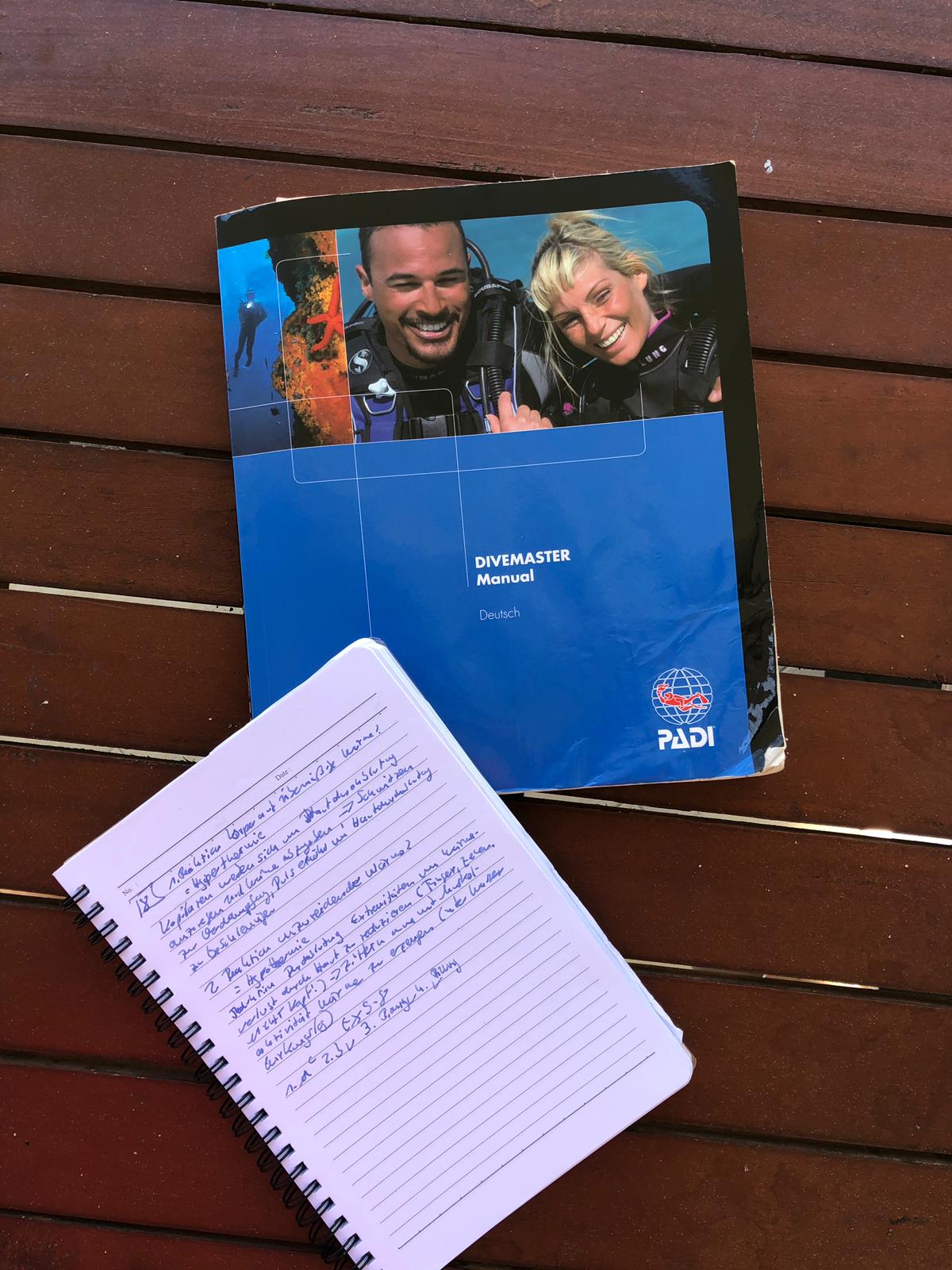 PADI Divemaster manual.